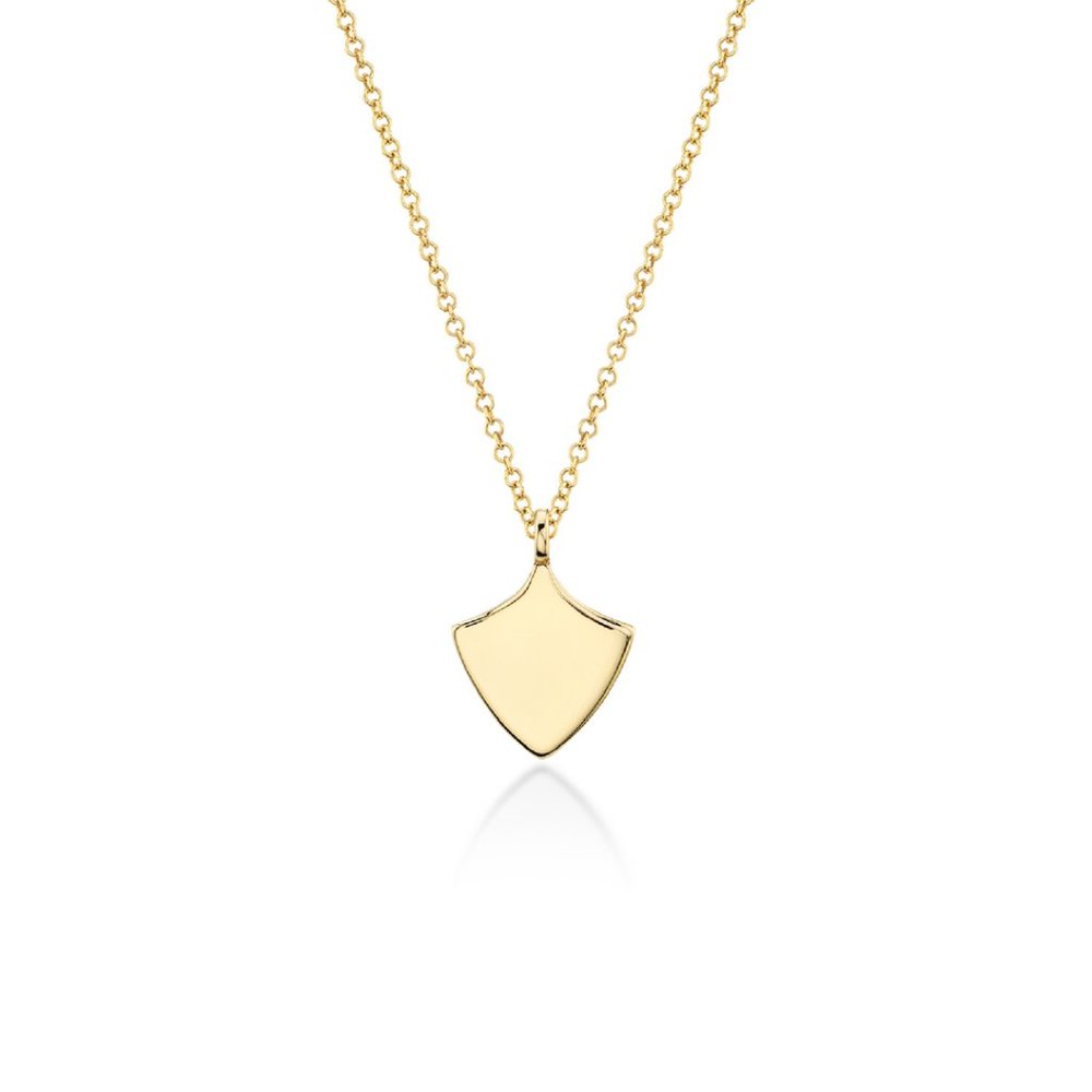 NWT Giselle Shield Necklace // 10kt Solid Gold